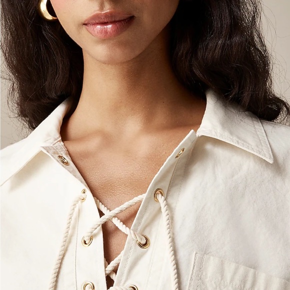 J Crew Lace Up Pullover Shirt - Picture 3 of 5